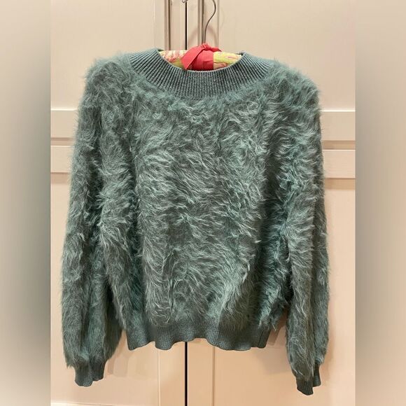 Urban Outfitters Sweaters - URBAN OUTFITTERS Sage Green Furry Fuzzy Sweater Women’s Sz M